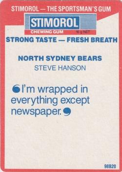 1990 Stimorol NRL #99 Steve Hanson Back